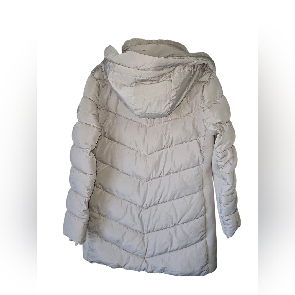 Andrew Marc Women's Faux Fur Hooded Puffer Long Coat Zipper Closure Snap Front - Picture 2 of 12